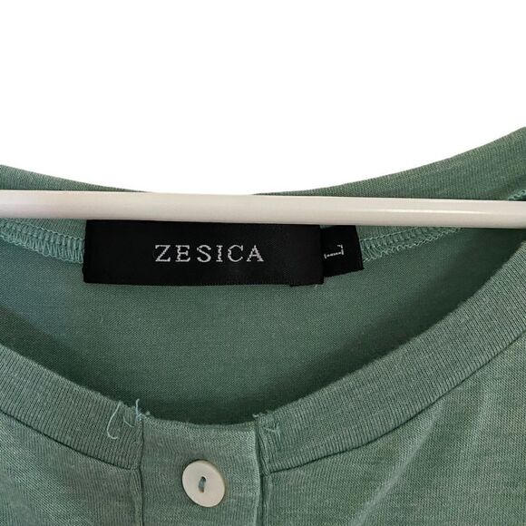 Zesica green cuffed sleeve belted sun dress large - Picture 4 of 6